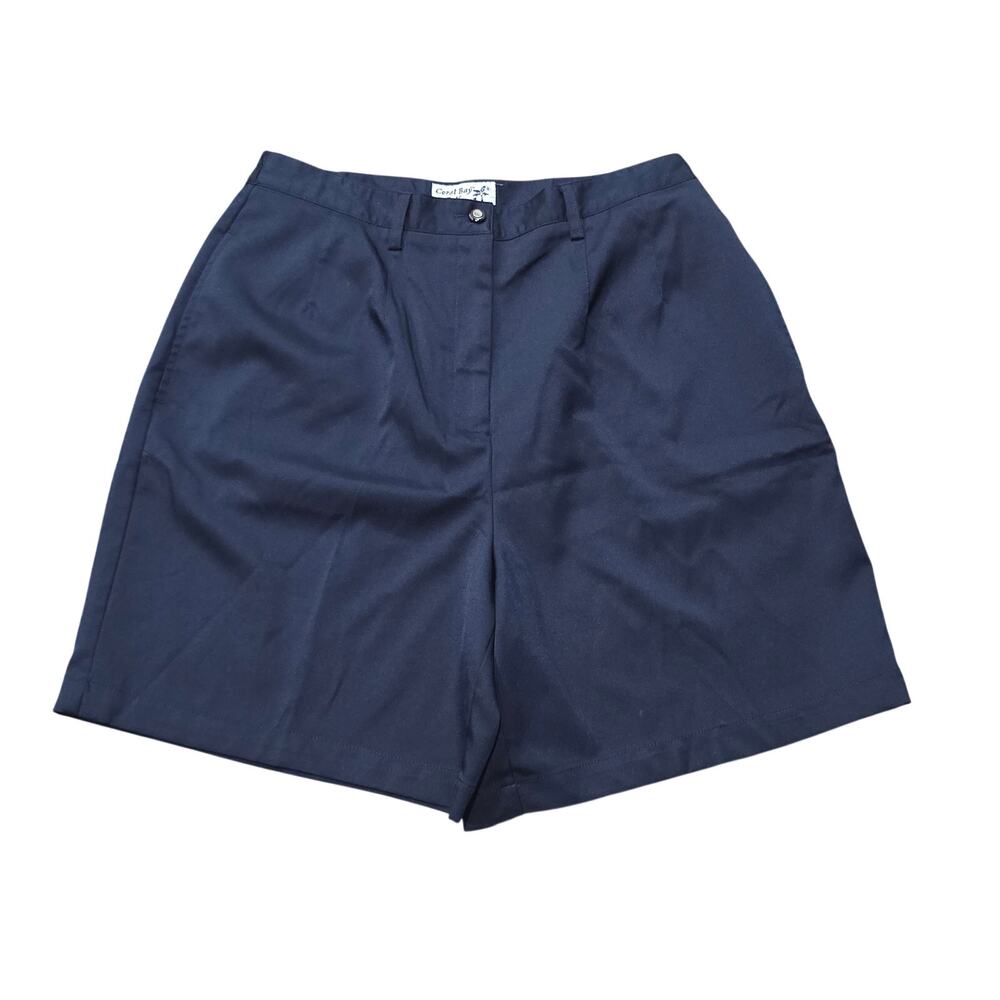 Coral Bay Golf Navy Blue Mid Rise Pleated Shorts